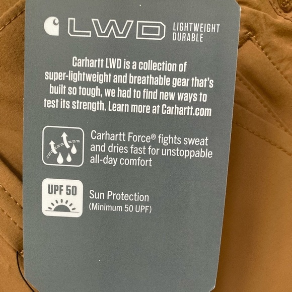 Carhartt LWD Hybrid Shorts NWT Gorpcore Size 42 Carhartt Brown UPF 50 - Picture 9 of 12